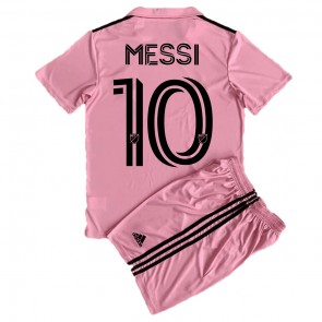 Inter Miami Lionel Messi #10 Dětské Domácí dres komplet 2023-24 Krátký Rukáv (+ trenýrky)